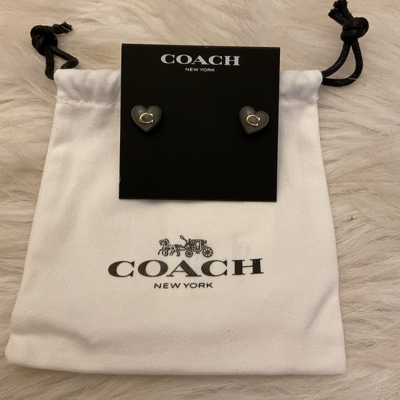 Coach Signature Heart Stud Earrings - Picture 2 of 5
